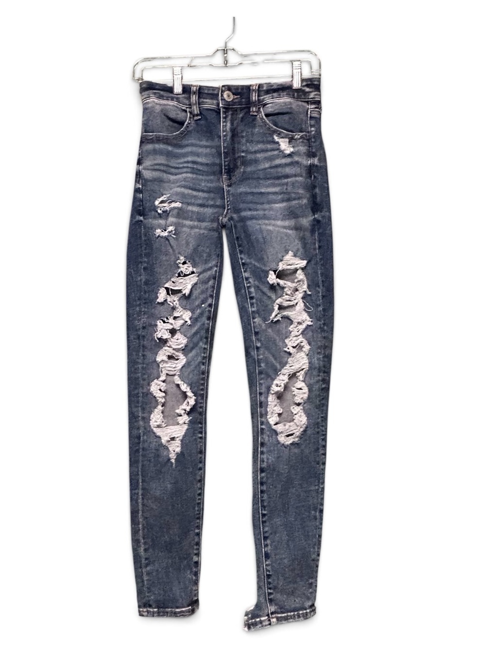 American Eagle Outfitters Ripped Dark Blue Skinny Jeans